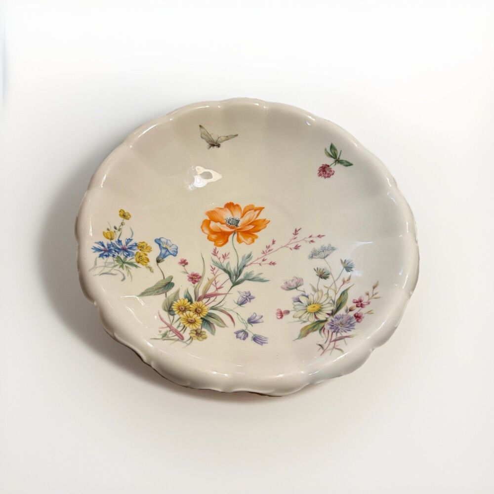 Vintage Paul Müller Selb Bavaria Floral Porcelain Bowl Scalloped Edge Germany